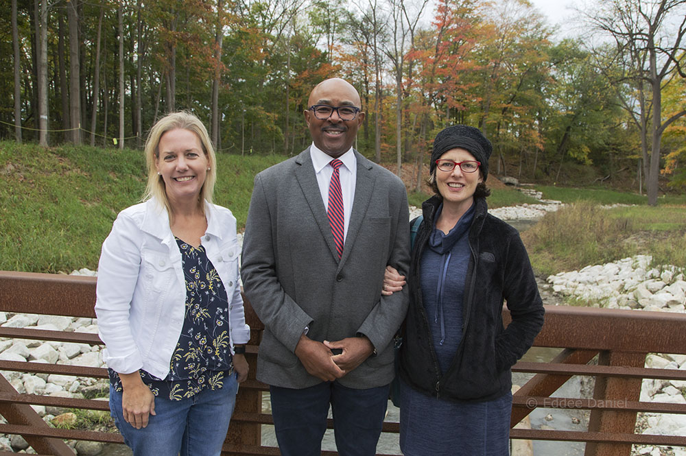 State representative Samantha Kerkman, WIDNR secretary Preston Cole, and Fund for Lake Michigan director Vicki Elkin. 