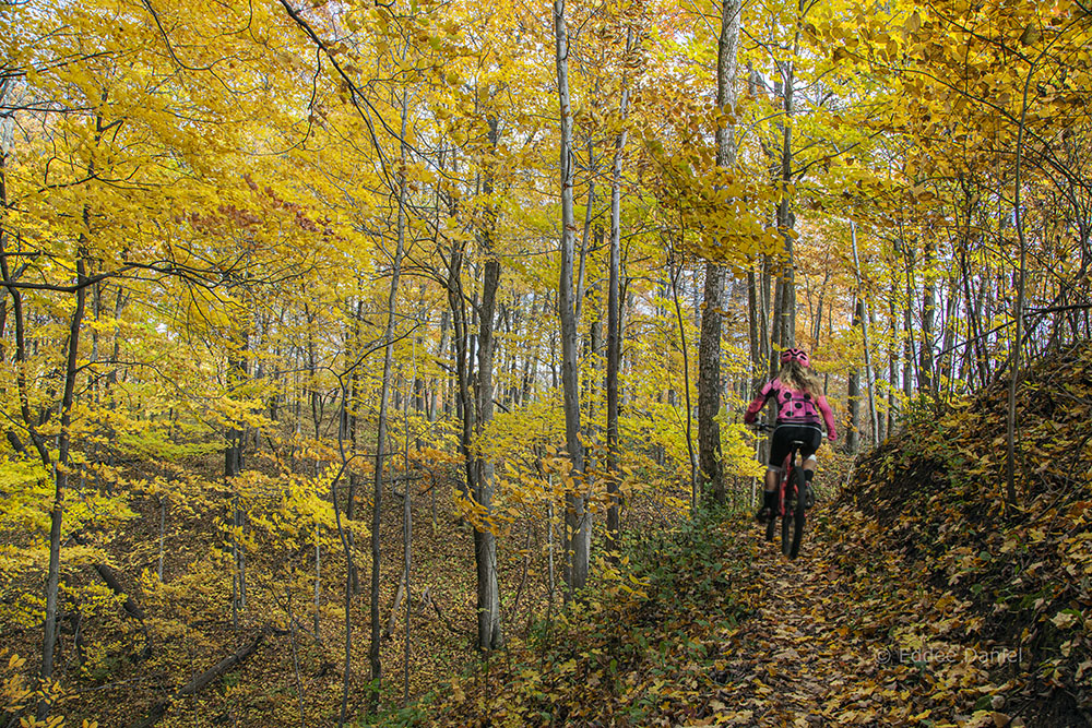 The same rugged terrain makes adjacent Glacial Blue Hills Recreation Area very popular with mountain bikers.