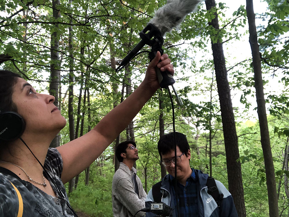 The artist and crew filming at Donges Bay Gorge.