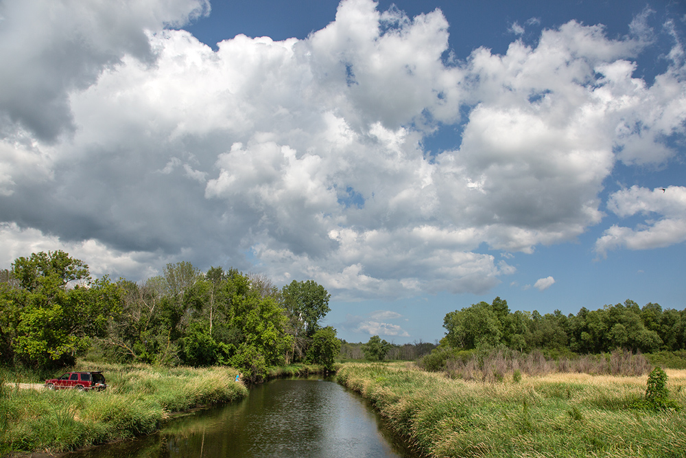 A popular fishing spot on Cedar Creek.