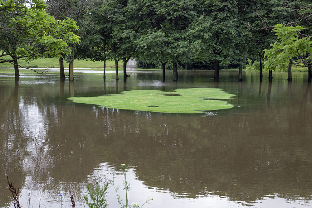 Flooded fairway at Curry Park golf course, Menomonee River Parkway