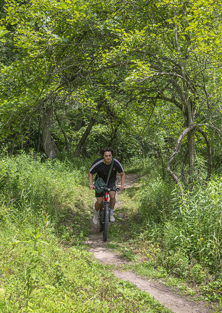 A biker on the mountain bike trail.