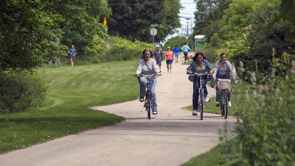 The Interurban Trail can be busy on nice weekend days.