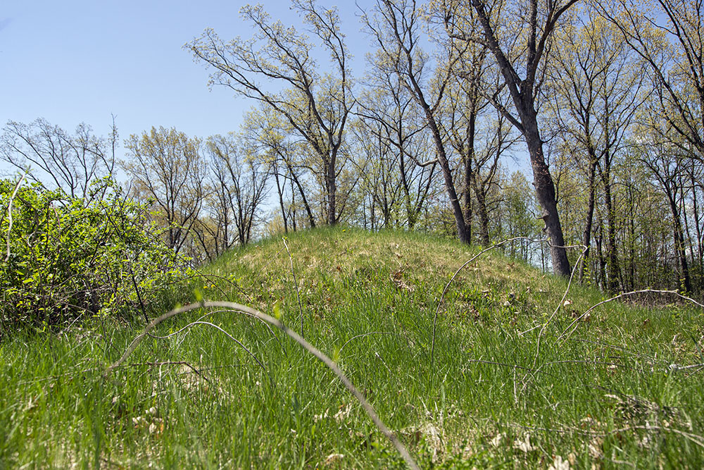 Worm's-eye view of a conical mound