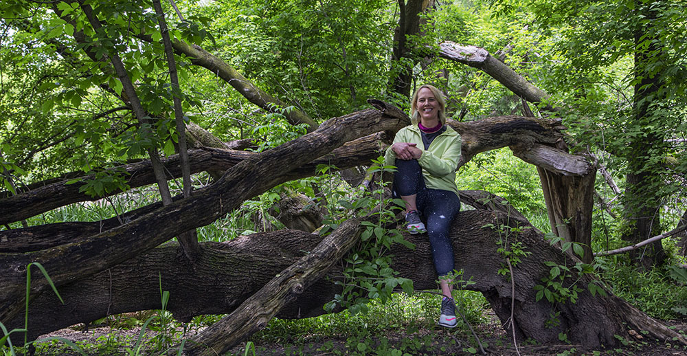 Artist in Residence Holly Buchholz in the Milwaukee River Greenway