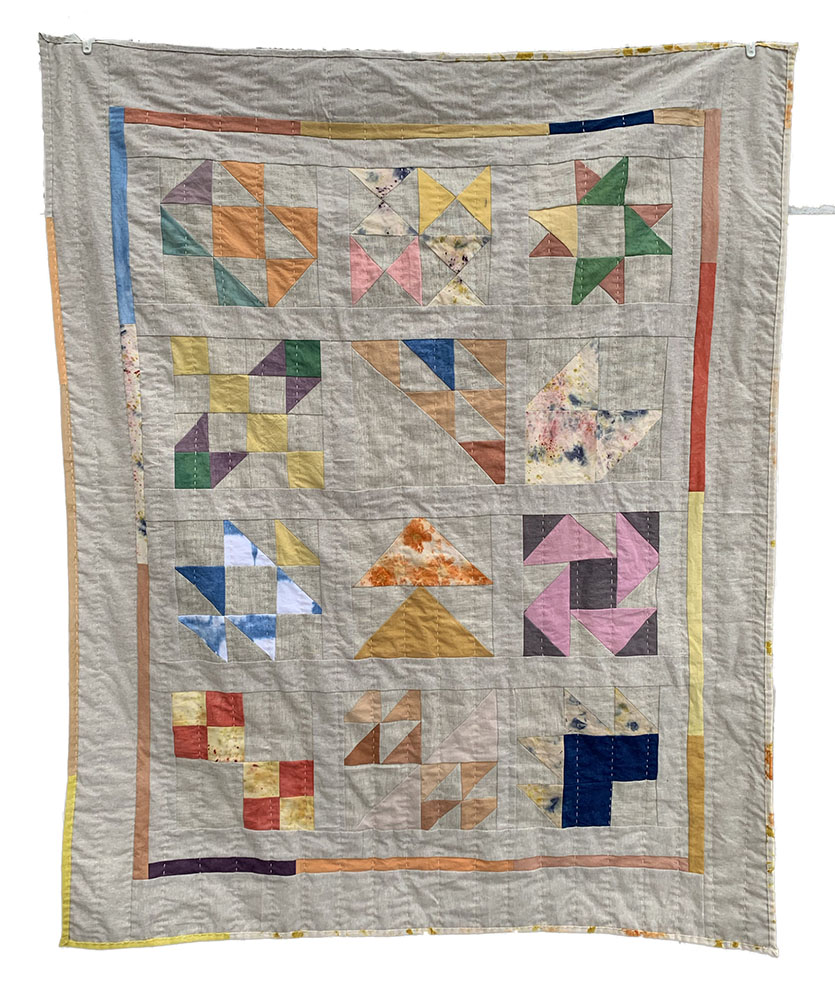 MMXXI
Naturally dyed fabrics, machine pieced and hand quilted. 2021