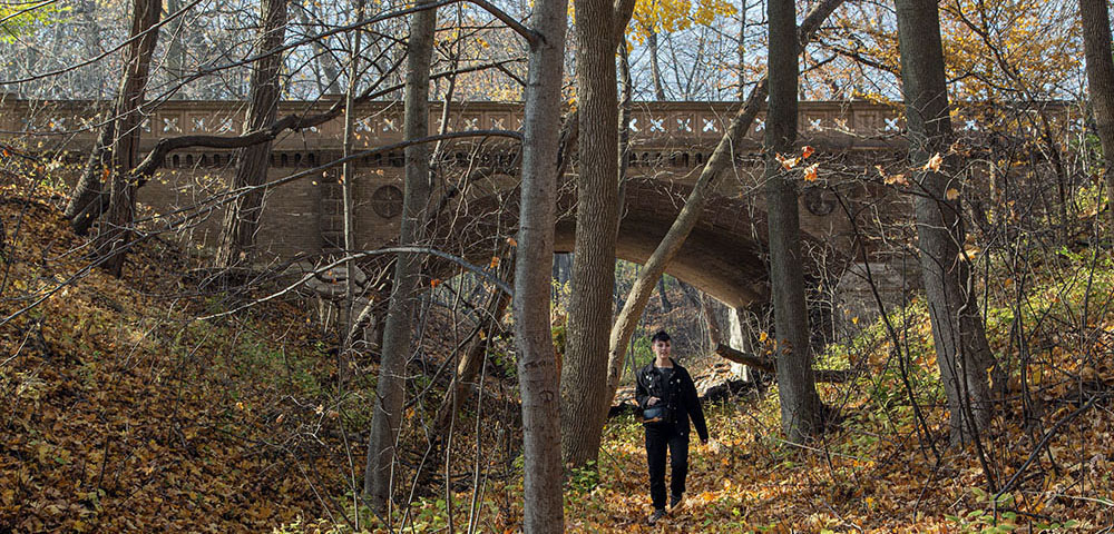 North Ravine Bridge in Lake Park with Artist in Residence, Julia Scheckel