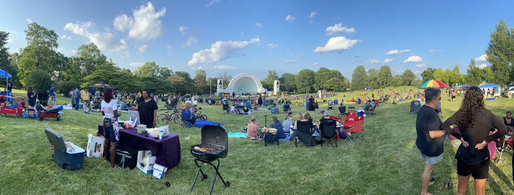 Washington Park Wednesdays at the bandshell draws large crowds for performances by a variety of performing groups.