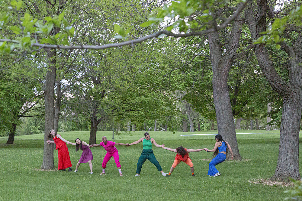 Wild Space Dance Company in a public performance in the park.