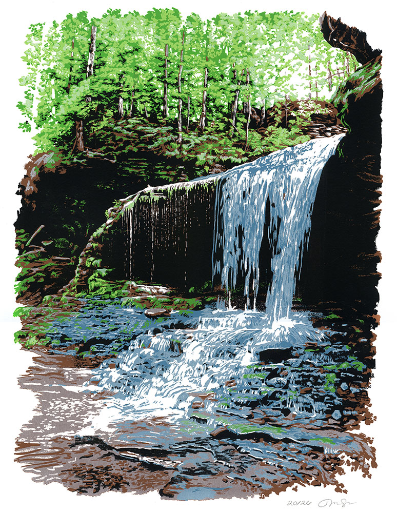 Lost Creek Falls, screenprint, 14"x18"