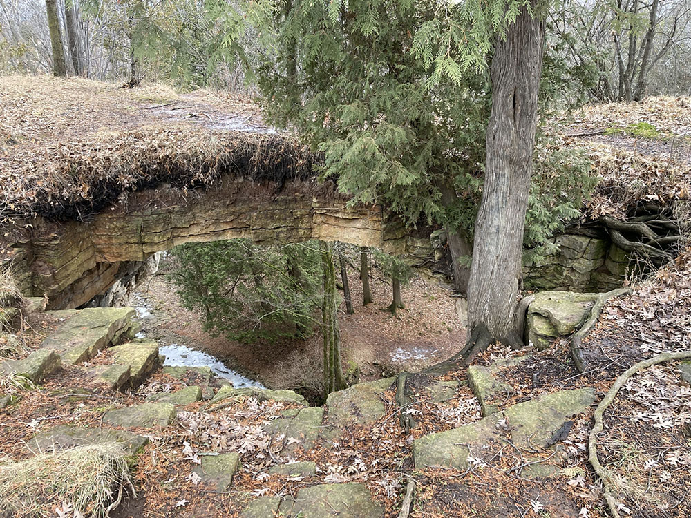 Looking through a natural archway.