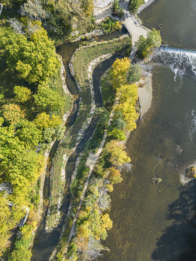 Thiensville Dam Fish Passage along the Milwaukee River.