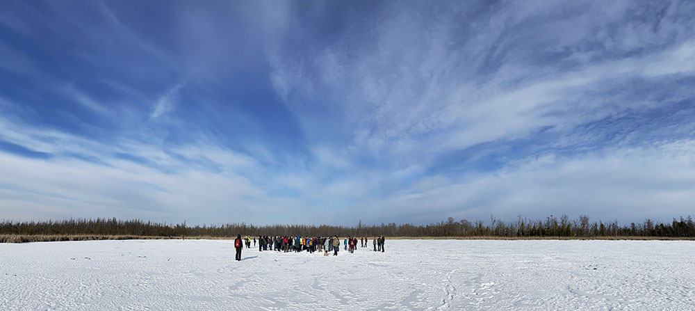 Panoramic view showing what 100 people looks like in the wilderness!