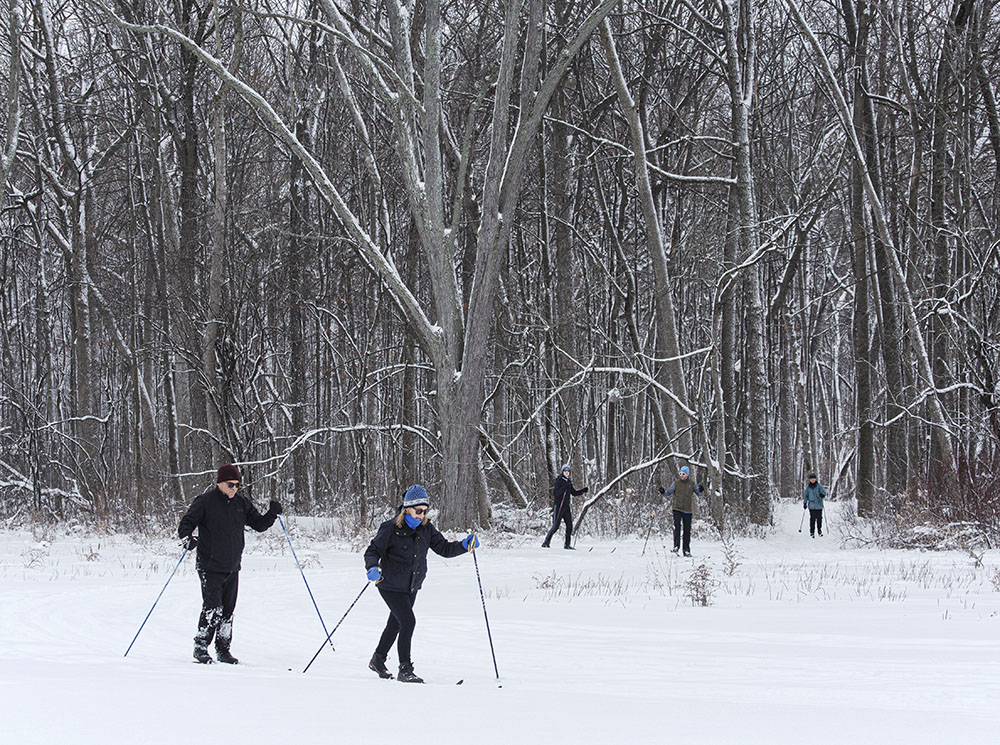 Cross-country skiing in Brown Deer Park, Milwaukee.