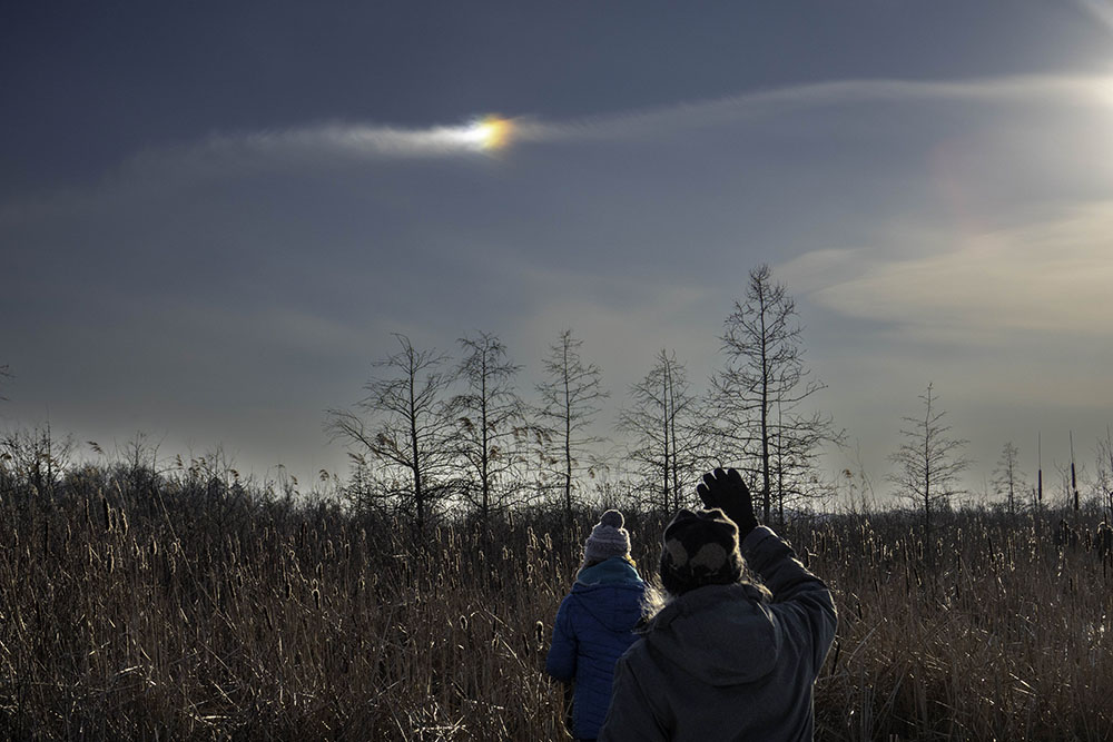 A sundog appeared in the sky near the end of the hike. 