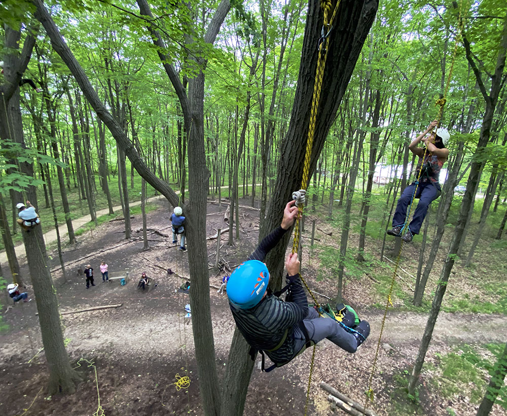 A lesson in tree climbing at Riveredge Nature Center, Ozaukee County.