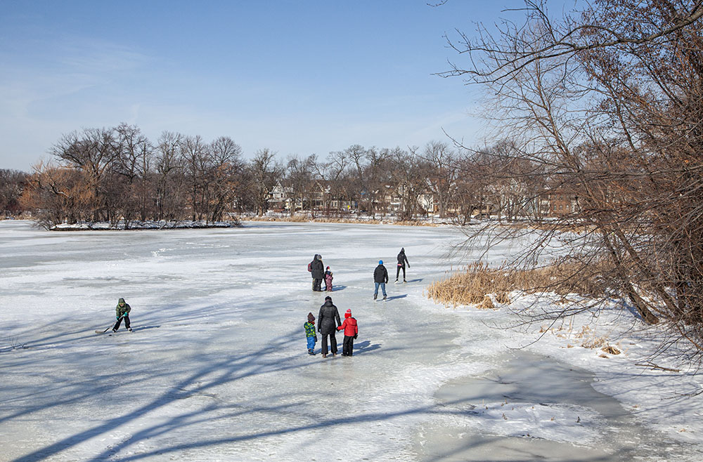 The rink couldn't contain all of the folks who wanted to enjoy the ice!