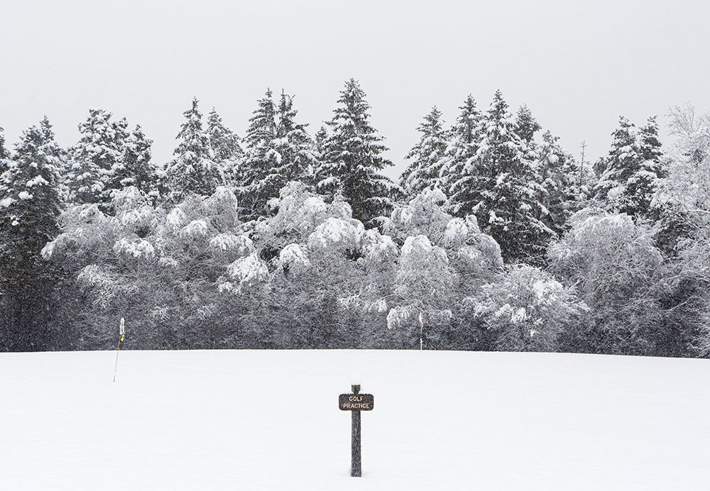 Golf Practice Range in snow.