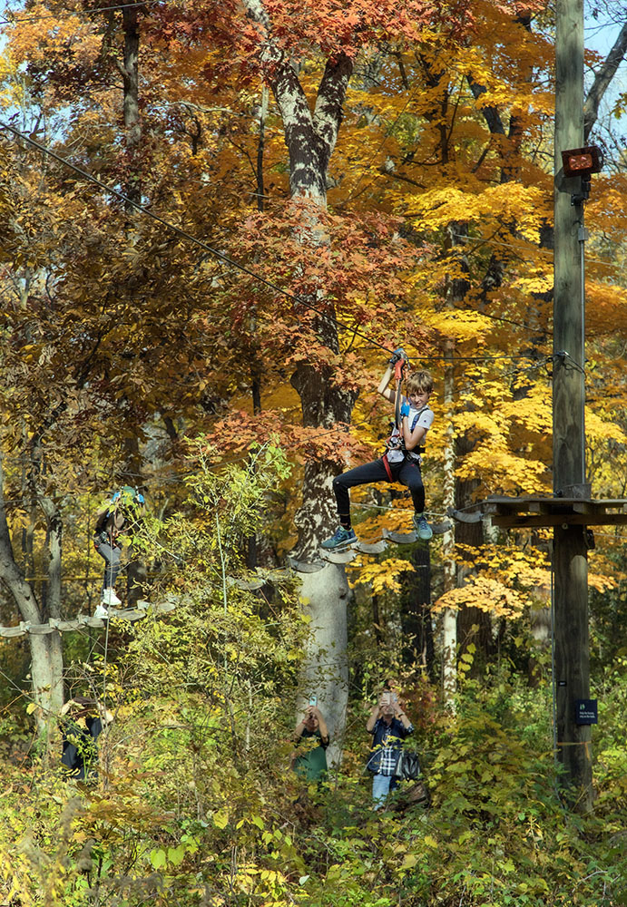 A zip line at the Boundless Adventures course.