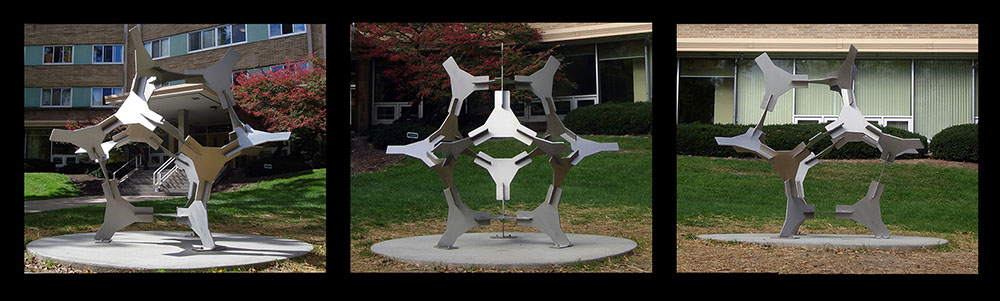 Ellipsoid, 2010, commissioned for the campus of U.W. - Madison, Chadburne Hall, aluminum.