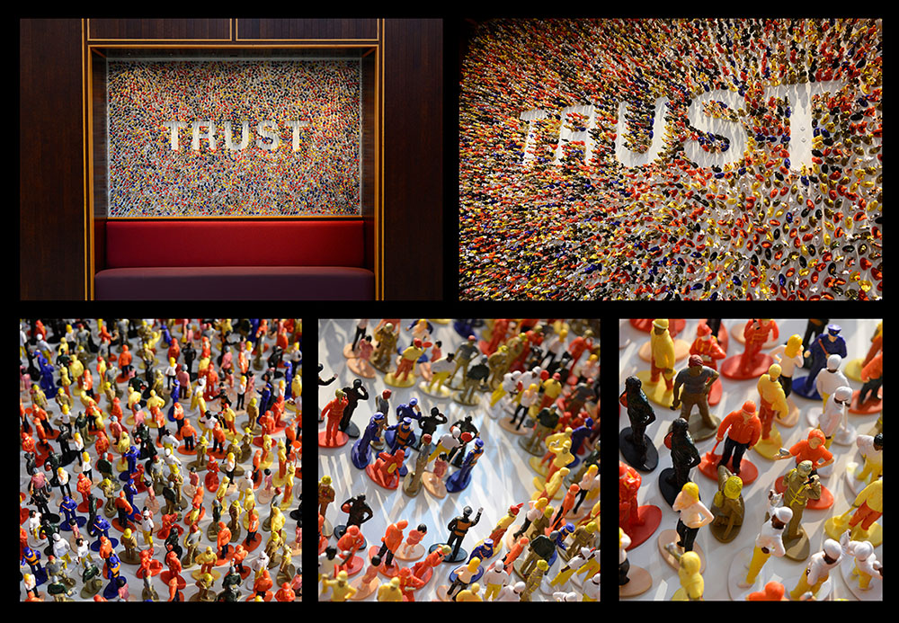 Trust, 2019, Acuity Insurance, Sheboygan, WI, plastic figurines and magnets,