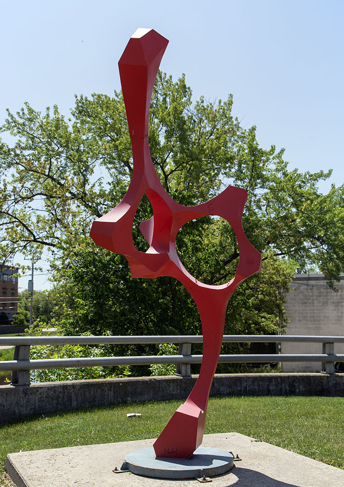 "Emergence" by Nathan Hatch (Bailey's Harbor, WI). Eight-foot tall painted steel.