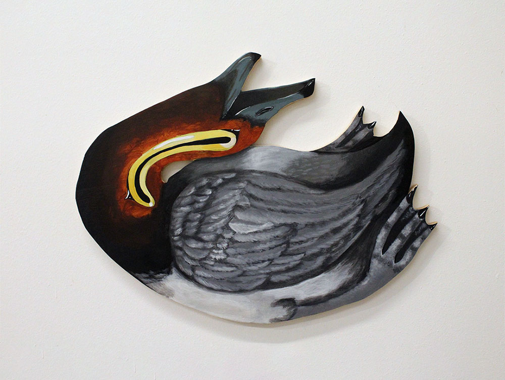 Redheaded Duck, 2023, 12"x18." Acrylic on Wood.