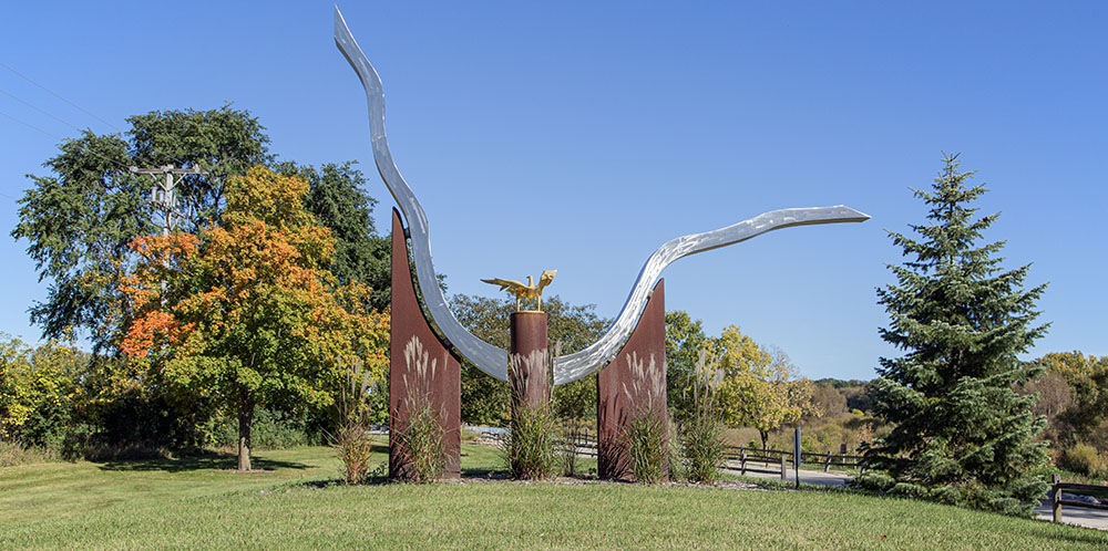 "West Bend Resolve," a sculpture in Riverside Park, West Bend