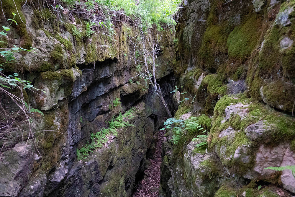 One of many crevices in the escarpment.