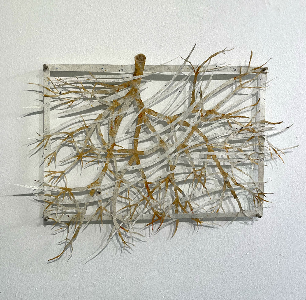 Arterial Branch, 15"x11". Handmade paper with iron. 2022.