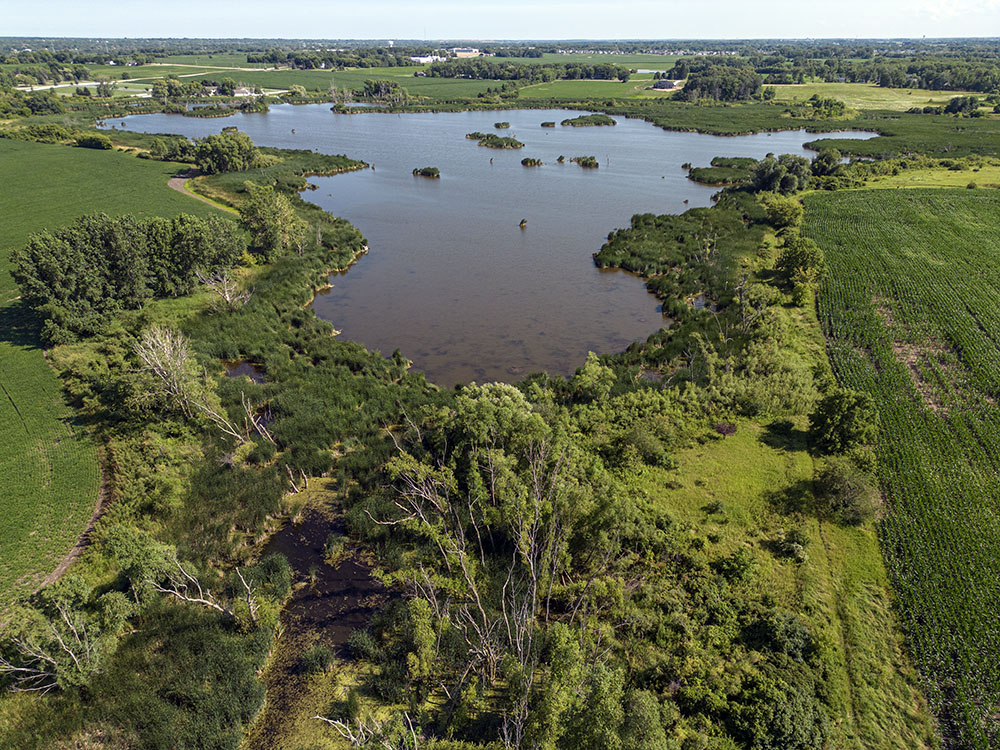 Aerial view of Nicholson Wildlife Refuge in Caledonia.