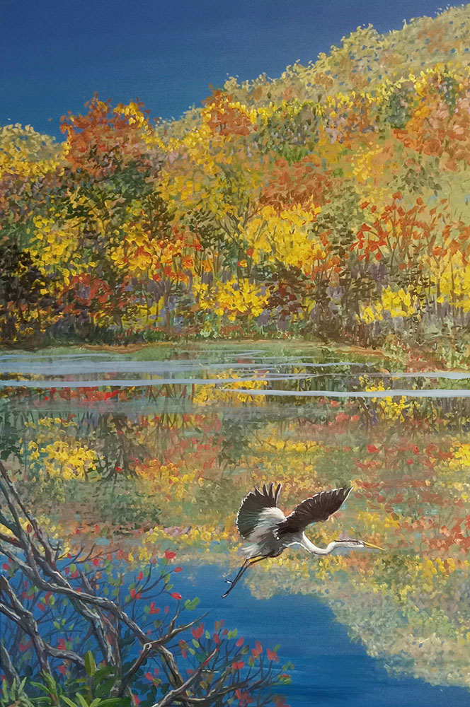 Autumn on the Milwaukee, 24x36, oil on canvas, 2023