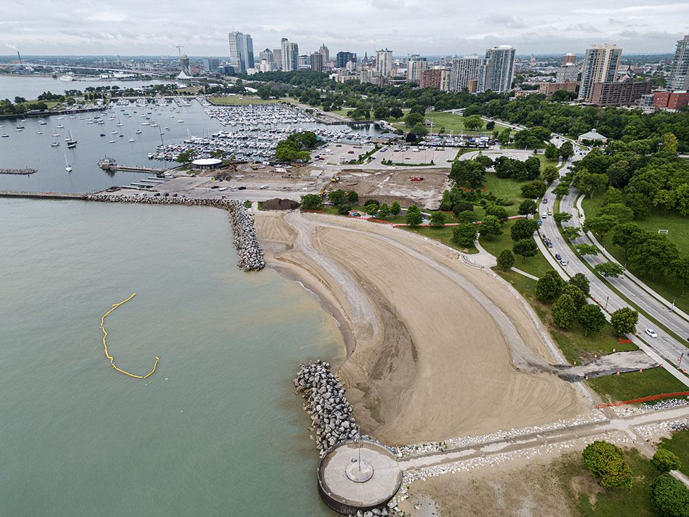 McKinley Beach--currently under reconstruction--and McKinley Marina