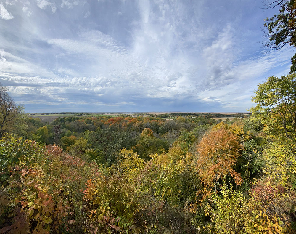 View from the overlook with approaching storm front.