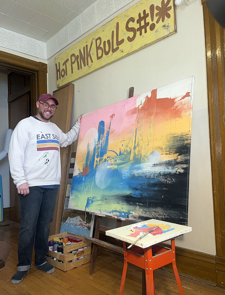 Brian Hibbard in his studio working on a painting for his upcoming ARTservancy exhibition.