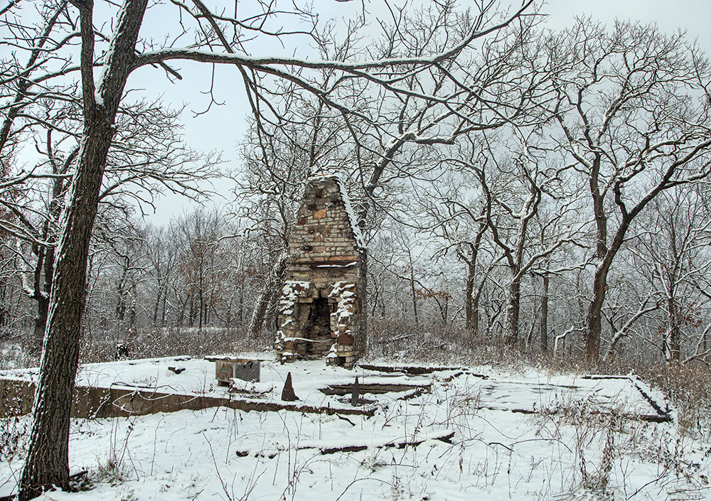 Chimney and foundation.