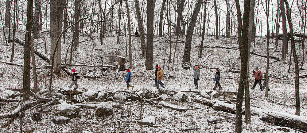 A group of hikers on the Stute Springs Nature Trail