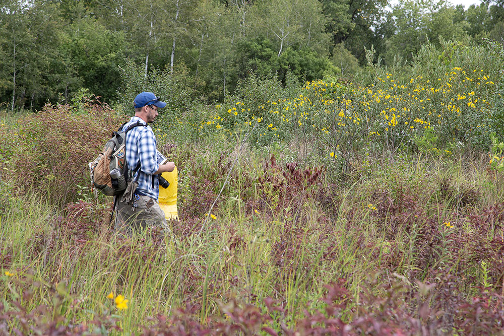 Peter Duerkop leading the group towards a calcareous fen