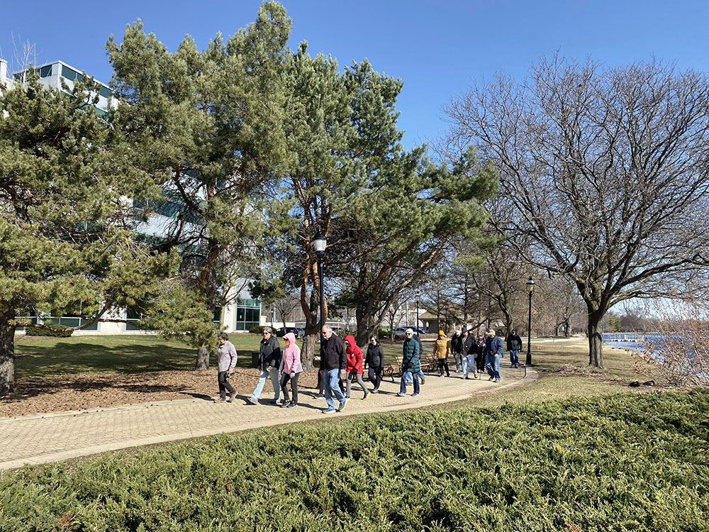 The Wisconsin Go Hiking Club in Frame Park, near Barstow Plaza.