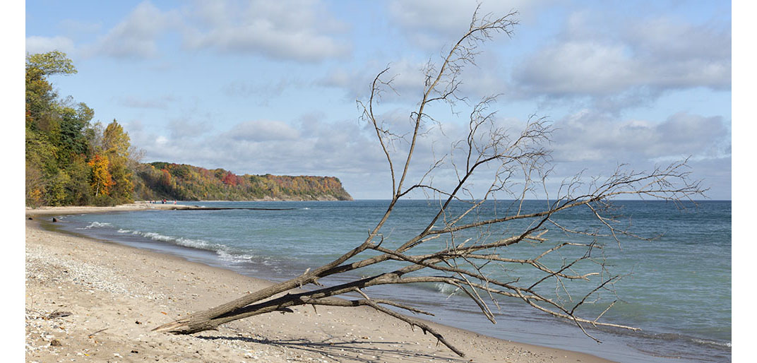 Beach and bluffs of Grant Park overlooking Lake Michigan