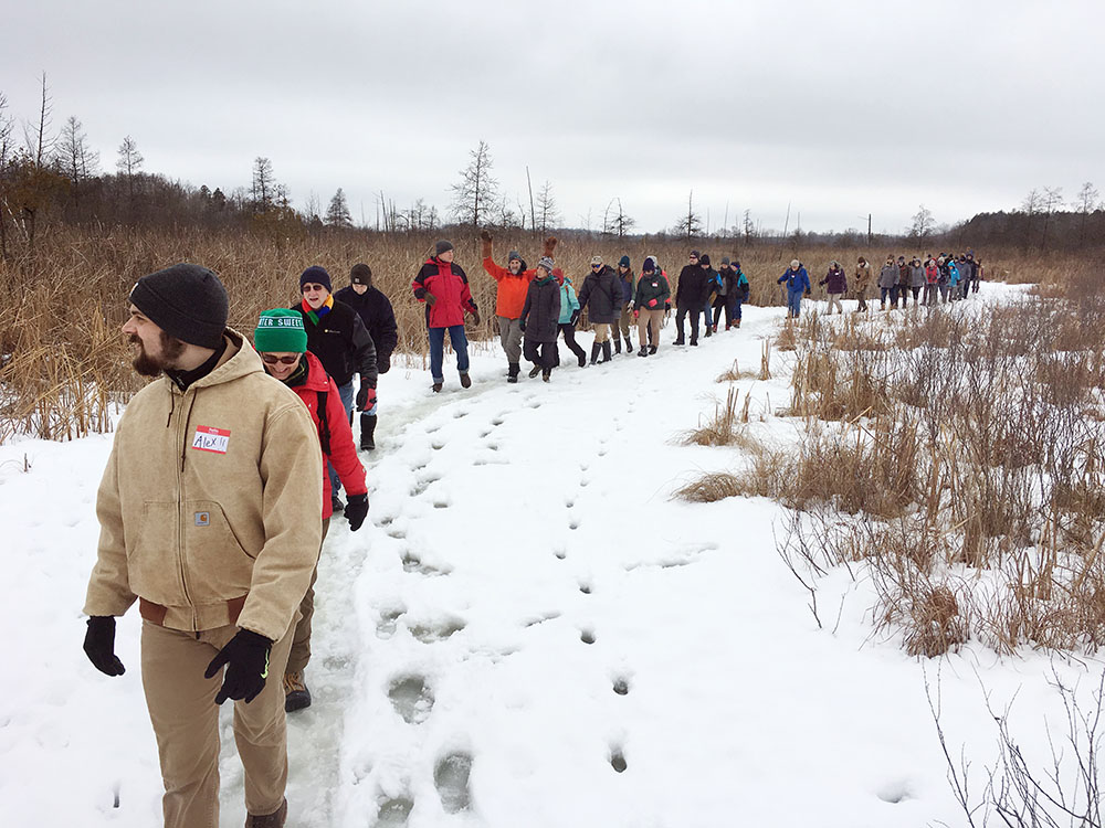 Annual winter hike in the frozen bog draws a crowd!