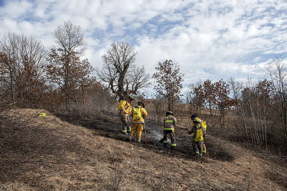 Although the fire had been extinguished already, Eagle Fire Department firefighters responded swiftly and made extra sure it was completely out.