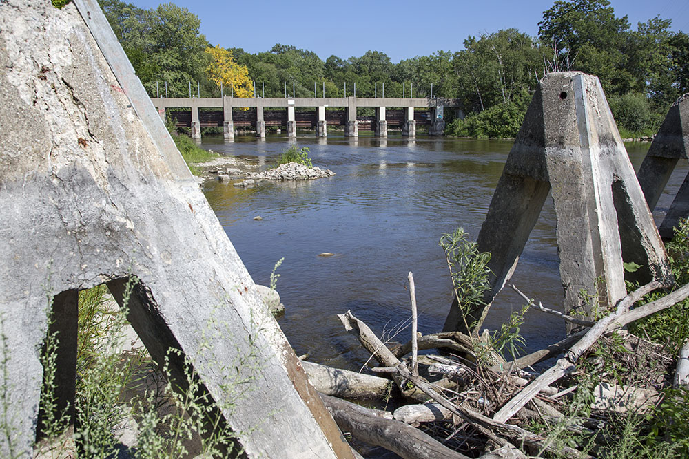 View of the Estabrook Dam in 2016. After ten years of controversy, it was removed in 2018.