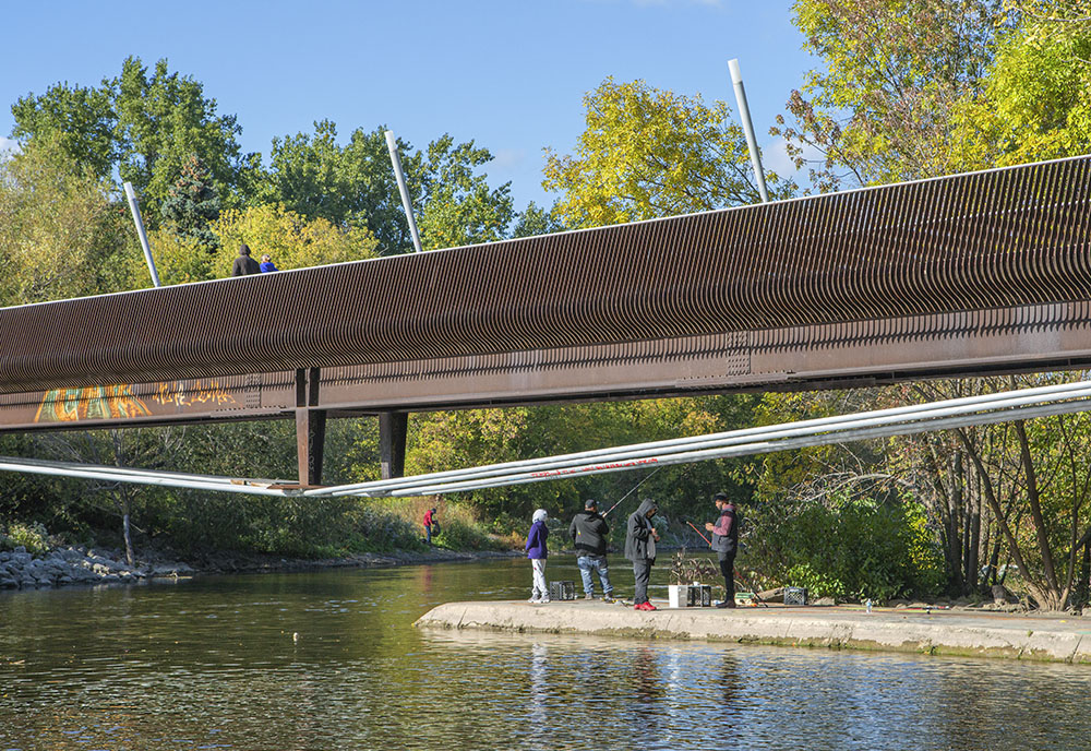 The former North Avenue Dam site is a very popular fishing spot. 2021