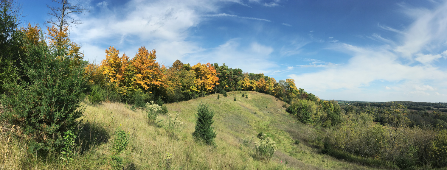 Panoramic view of ridge in autumn at Oconomowoc River Conservancy Park