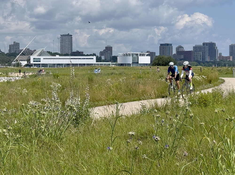 Cycling through the prairie.