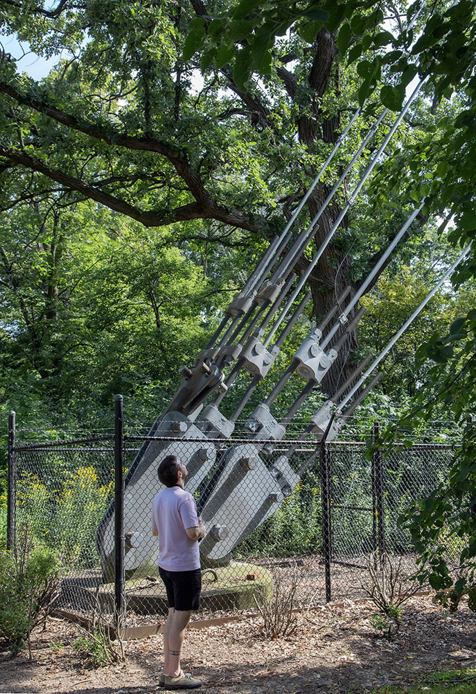 Ben enjoying the jarring juxtaposition of natural and human-made elements in the Greenway. 