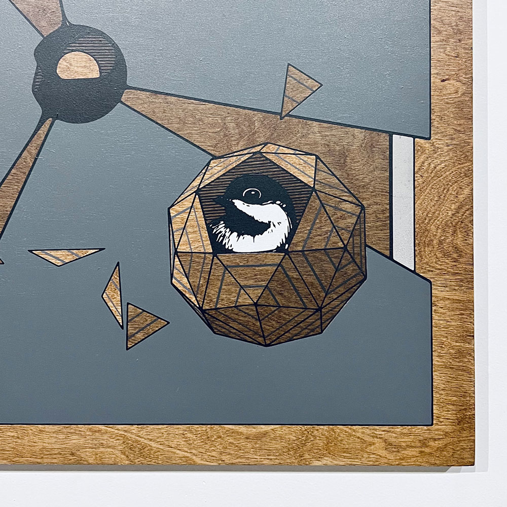 Copacetic (detail), 5-Layer Screenprint on Birch Panel, 2023, 20x20 inches. 