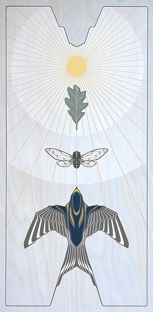 Light Cycle, 6-Layer Screenprint on Birch Panel, 15x30 inches.