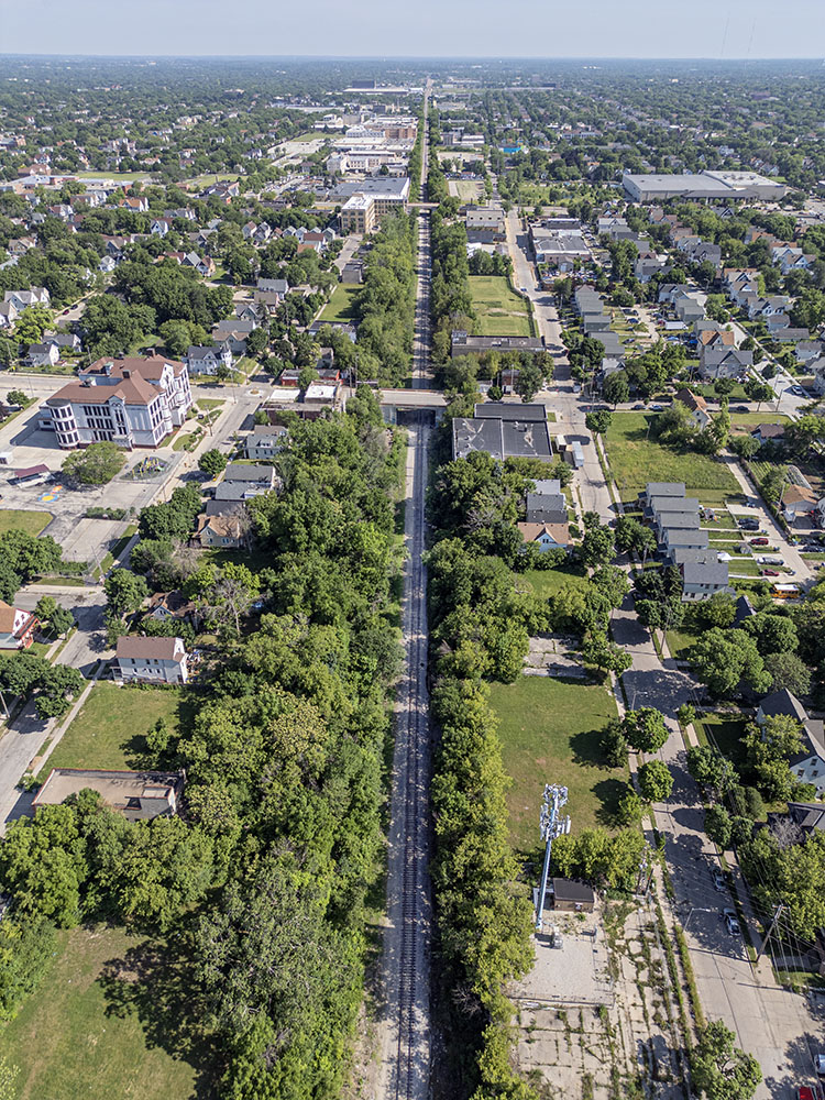 The 30th Street Corridor looking north from Lisbon Ave.